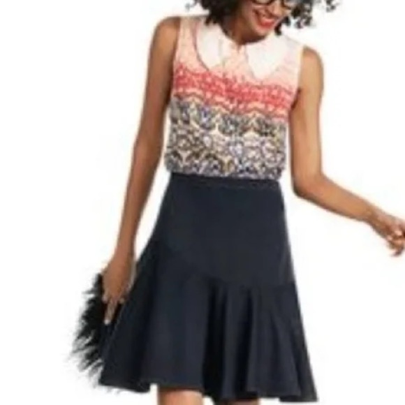 CAbi Love Peter Pan Collar Blouse Sz L #3078 Peach Cran Black Business Career - Picture 1 of 8